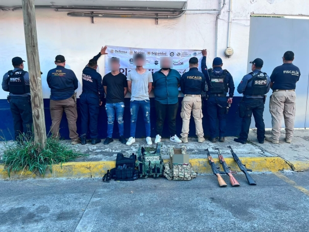 Fuerzas estatales y federales detienen a tres hombres en posesión de armas largas: SSP 