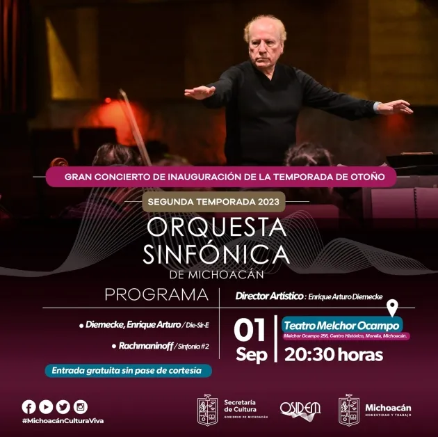 Inicia OSIDEM temporada de Otoño con su director Enrique Diemecke