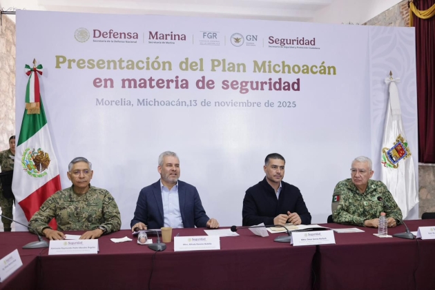 Plena coordinación en seguridad, refrendan Bedolla, Harfuch, Defensa y Semar 