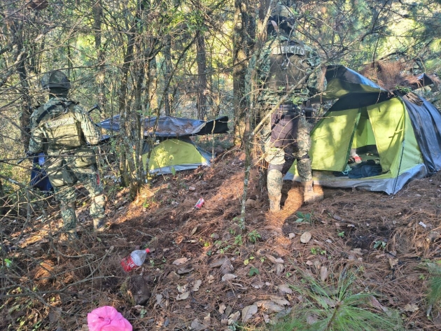 SSP inhabilita 2 campamentos ilícitos y asegura 2 vehículos en Salvador Escalante Michoacán 